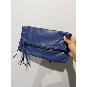 Barney's New York Luxury Clutch Bag In Blue Leather 12x8" L